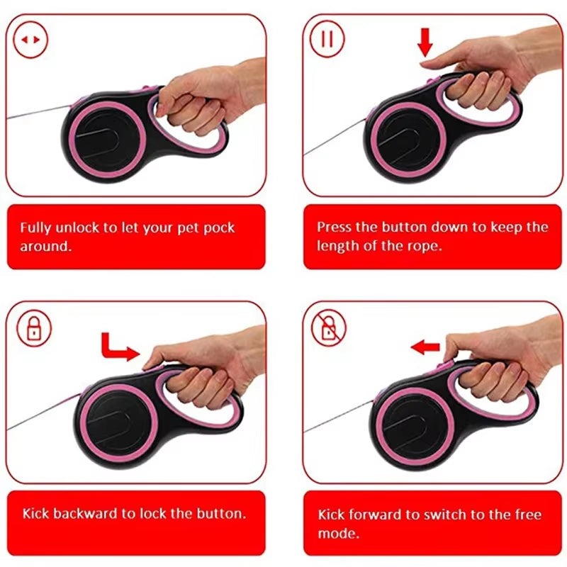 3/5/8M Durable Nylon Retractable Dog Leash Leads Automatic Extending Leash for Small Medium Large Dogs Puppy Walking Leash Rope
