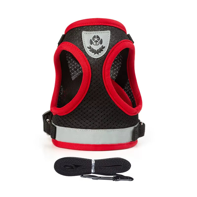 Puppy Harness and Leash Set Breathable Summer Mesh Dog Harness Vest Reflective Pet Cat Chest Straps Chihuahua Yorkies Harness