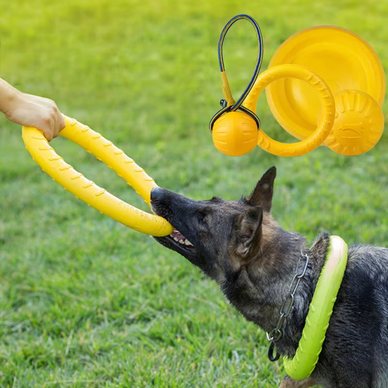 Pet Flying Discs Training Ring Puller Dog Toys for Big Large Dogs Bite Resistant Chew Ball Toy Floating Puppy Interactive Supply